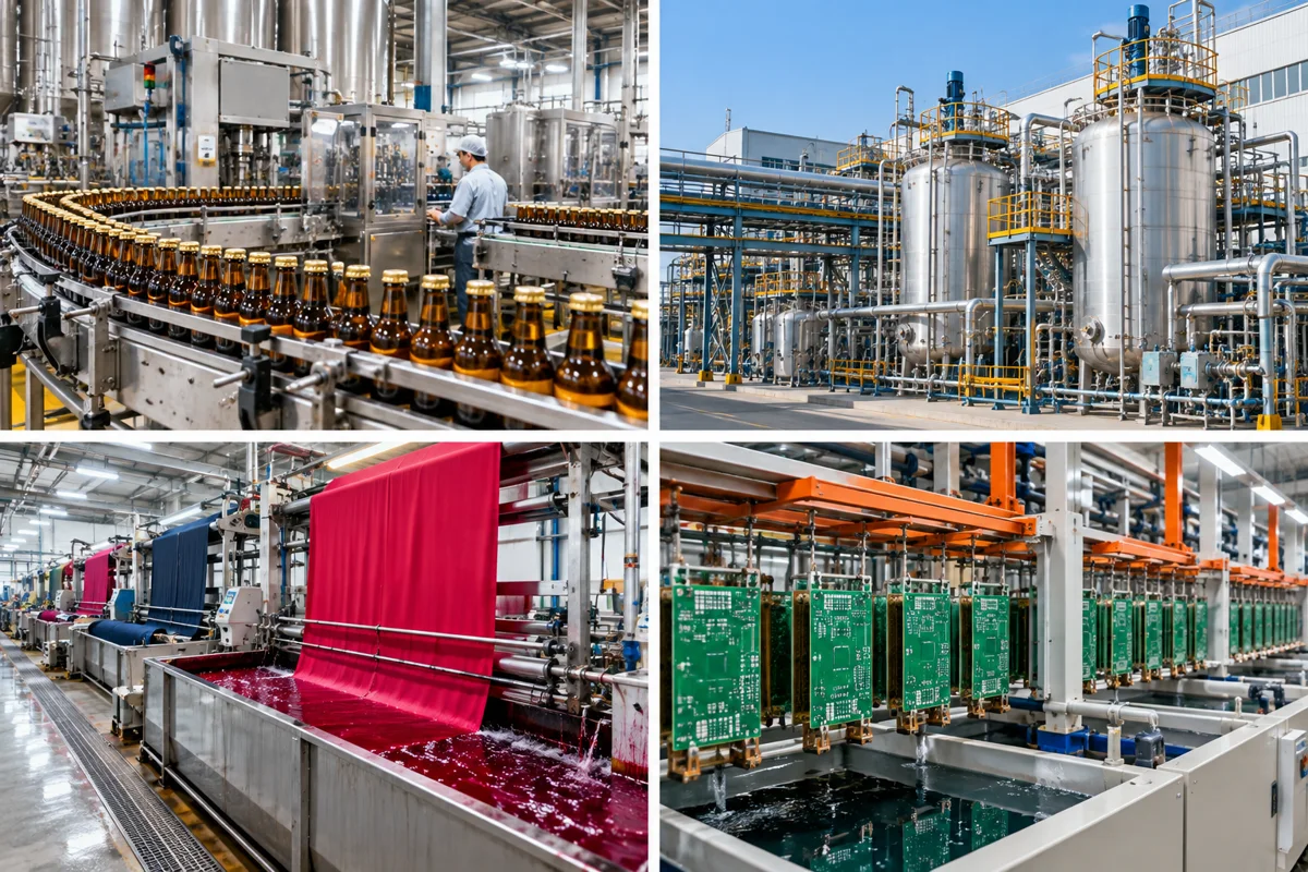 Food processing, chemical production, textiles and manufacturing wastewater applications